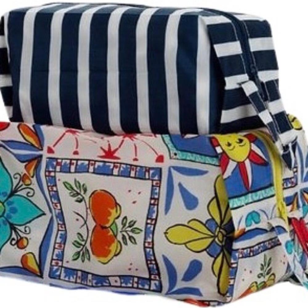 Baggu 3D Zip Set Small & Medium - Sunshine Tile, Navy Stripes (Vacation Tiles)